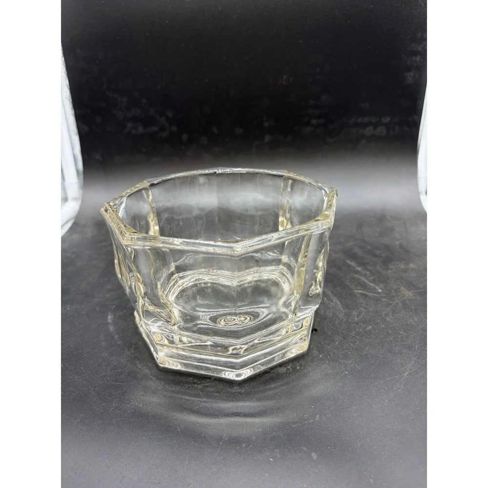 Vintage Clear Glass Octagonal Paneled Candy Dish‎ Nut Bowl Geometric Decor
